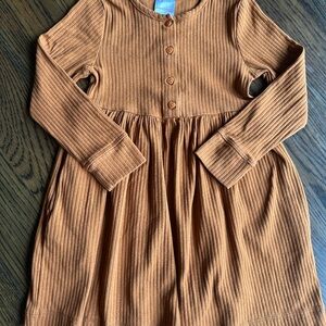 Hanna Andersson Ribbed Button-Front Dress in Rust